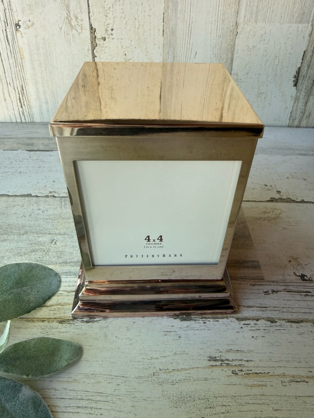 Pottery Barn Polished Silver 4x4 Picture Frame Keepsake Box